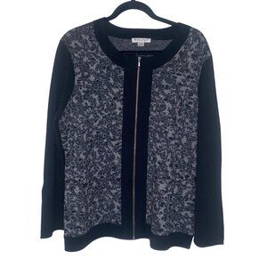 Pendleton Plus Cardigan Jacket Womens 1X Black Marino Lambs Wool Full-Zip